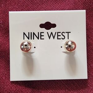 Nine West Silver Plated Ball Earrings ,